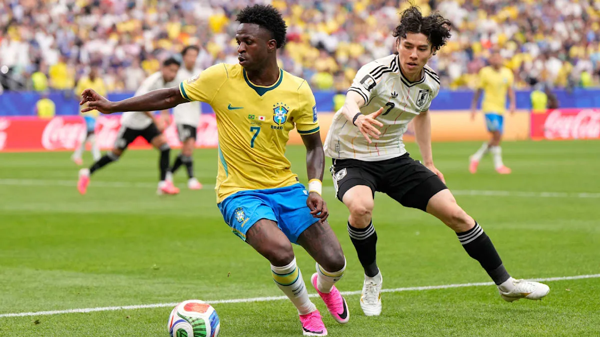 Magis Vinicius Jr. Belah Pertahanan Jepang, Sayang Tiang Halangi Gol
