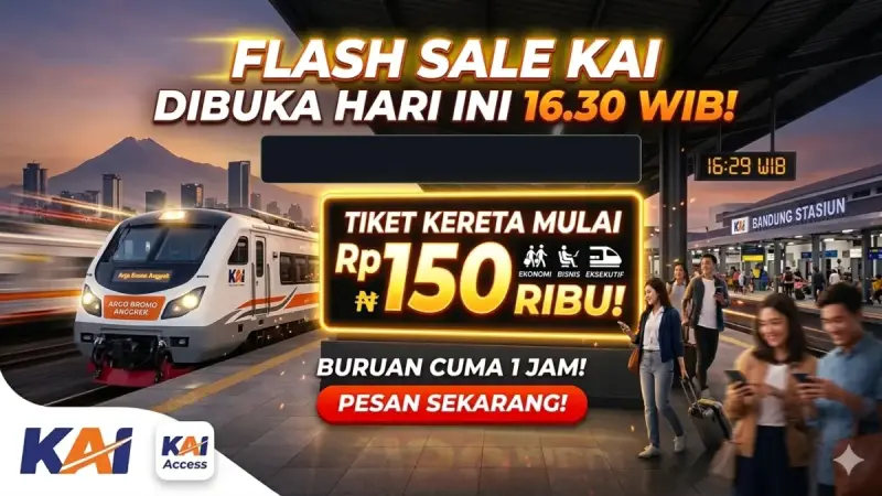 KAI Kejutan! Flash Sale Tiket Kereta Mulai 150 Ribu Sore Ini